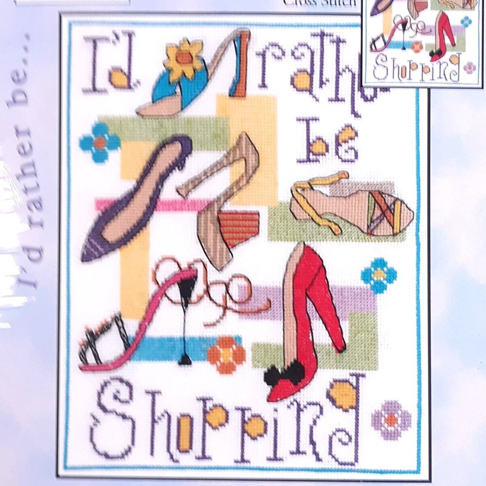 Candamar Designs I'd Rather Be Shopping Counted Cross Stitch Kit 8x10 Beginner S